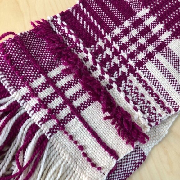 Hand Crafted Wool Blend Plaid Scarf - Picture 4 of 6